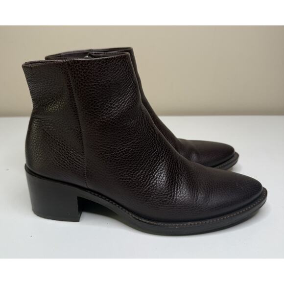 ECCO Sartorelle 35 Ankle Bootie Womens EU 38 US 7-7.5 Brown Pebbled Leather Zip - Picture 1 of 8